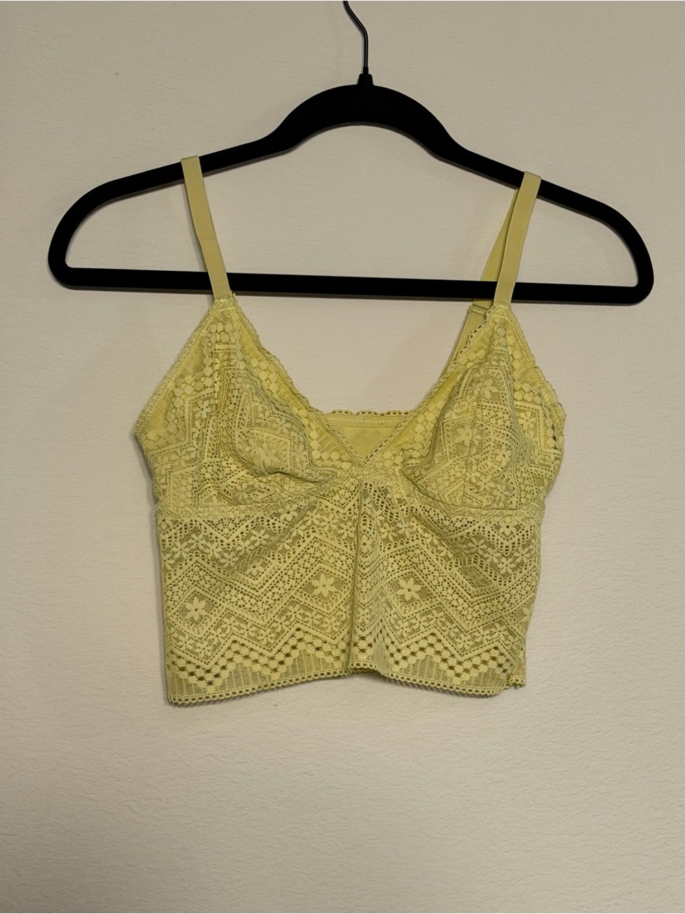 Lace Bralette Crop Top - Yellow